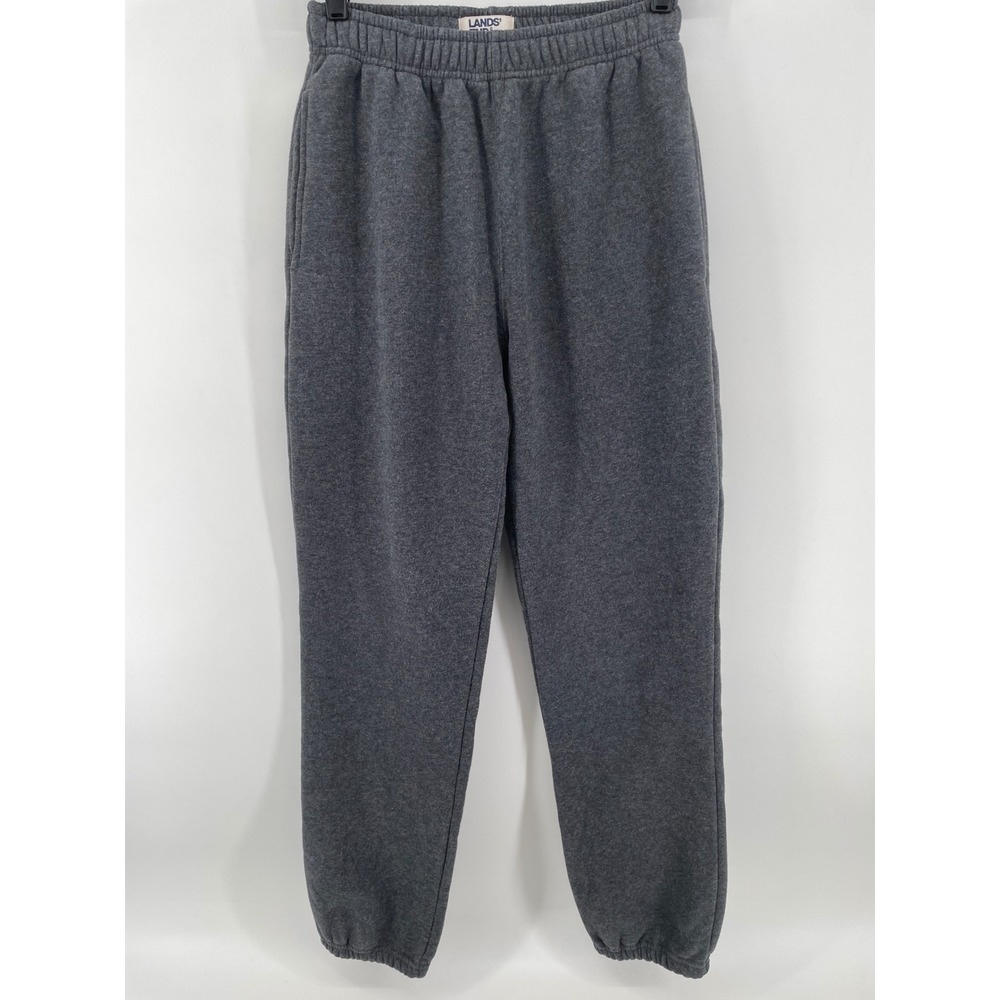 Lands End Serious Sweats Joggers Mens XS Charcoal Gray Fleece Sweatpants